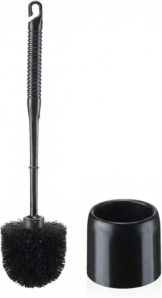 Roshtia 1 Set Toilet Brush and Holder Set for Bathroom Toilet Bowl Brush Scrubber with Caddy for Deep Cleaning, 14.57 Height (Black)