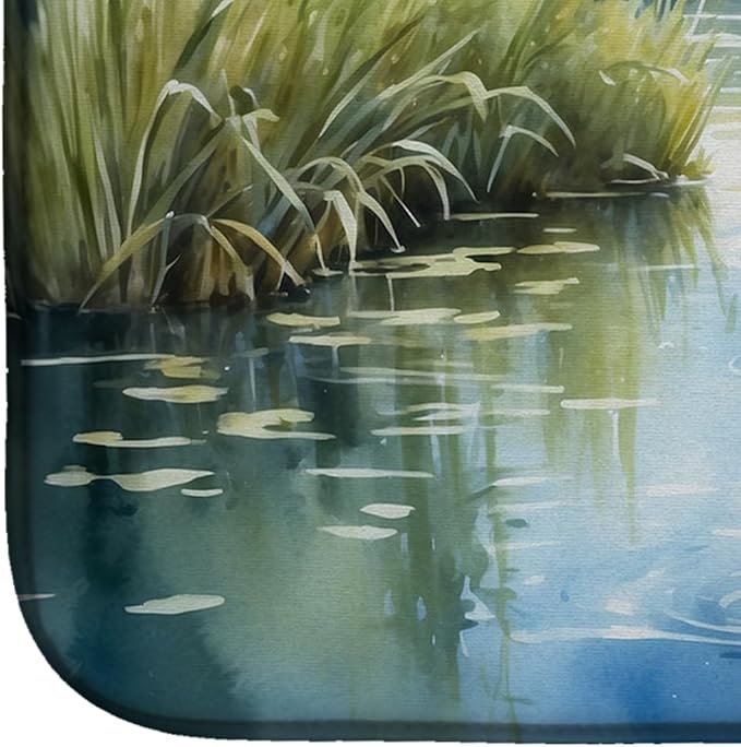 Caroline's Treasures Ducks by the Pond Dish Drying Mat Absorbent Dish Drying Mat Pad for Kitchen Counter Dish Drainer Mat for Countertop, 14 x 21", Multicolor