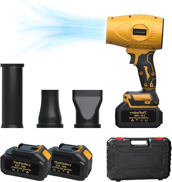 600000 RPM Lightweight Handheld Cordless Leaf Blower, Includes 2×4.0Ah Batteries, Charger, 3 Nozzles, Powerful Blowers Air Turbo Jet, with Earplugs, for Yard Cleaning, Lawn Care, Leaves & Dust