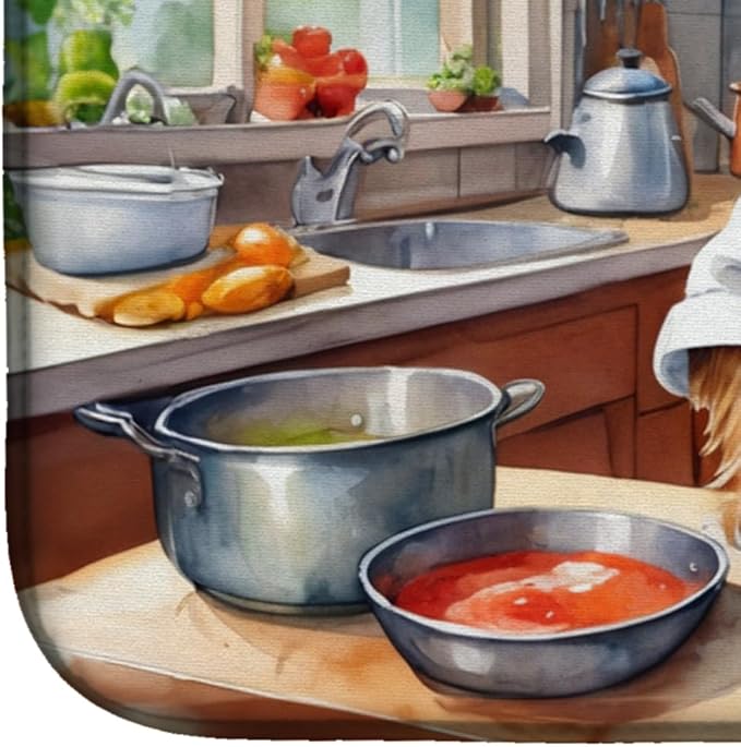 Caroline's Treasures DAC6343DDM Yorkie Yorkshire Terrier The Chef Dish Drying Mat Absorbent Dish Drying Mat Pad for Kitchen Counter Dish Drainer Mat for Countertop, 14 x 21", Multicolor