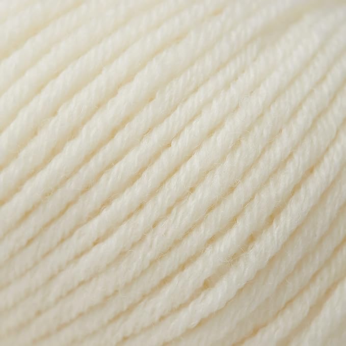 100% Merino Wool Yarn, 6-Ply Luxurious and Soft Yarn for Hand Knitting & Crocheting, 1.76 OZ/50g, 127 yds/116 Meters (White, 1 Ball)