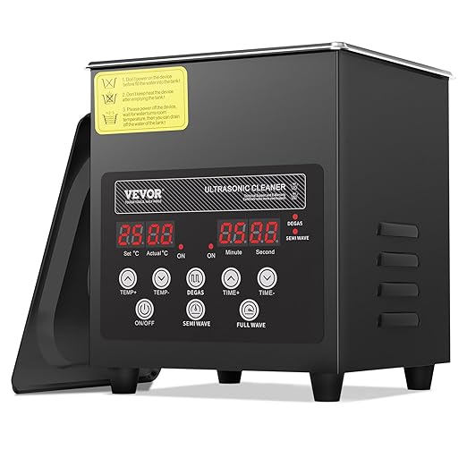 VEVOR 2L Ultra Sonic Cleaner, 60W Digital Sonic Cleaning Machine with Gentle Mode & Upgraded Degassing, 40kHz Ultrasound Cleaner Machine with Heater & Timer for Jewelry, Glasses, Tools, Retainer
