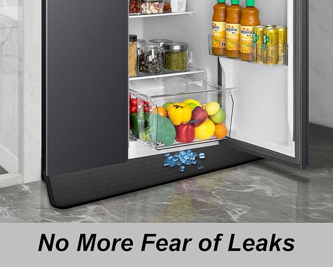Refrigerator Mat, Washing Machine Spill Liner, Drip Tray and Leak Catcher Mat, Fridge Mat Prevent Water Leakage and Floor Damage from Elecrical Equipment Heavy Duty 37.5'' x 8.5'' Black