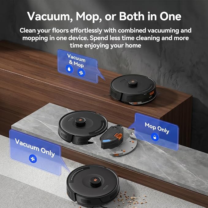 Robot Vacuum 38,000 Pa Robot Vacuum Mop,120Day Self Emptying Vacuum Robot,Lidar Navigation,5G 2.4GWiFi APP Aspirateur Robot,Self-Charging Robot Vacuums for Pet,Floor,Carpet R11 Max Black