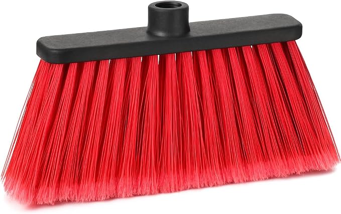 Broom Head Set – 2 Pack (Red & Yellow) Soft Bristles for Indoor Outdoor Cleaning, Universal Threaded Socket, Heavy-Duty Replacement Heads