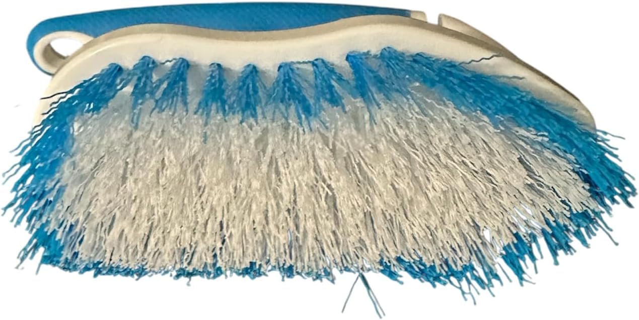 Kitchen Cleaning Brush Set Household Cleaning Brush Set Scrub Brush Floor Brush & Dish Brush Set Pack of 3 Brushes White & Blue Kitchen Cleaning Supplies Plastic Scrubbing Brush Pack Set Cleaning Utensils Washing Accessories