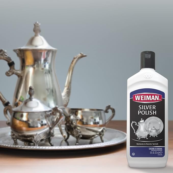 Weiman Silver Cream Cleaner 3-in-1, Anti-Tarnish Technology, Safely Clean, Polish, Shine & Restore, Removes & Prevent Tarnish, 8 Oz (Pack of 2)