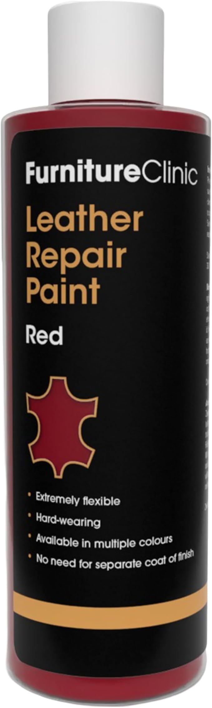 Furniture Clinic Leather Repair Paint | 2-in-1 Seal and Color | Use on Scratches, Tears, and Holes in Car Seats, Furniture | Quick and Easy Leather Repair Kit for Furniture (Red, 250ml / 8.5oz)