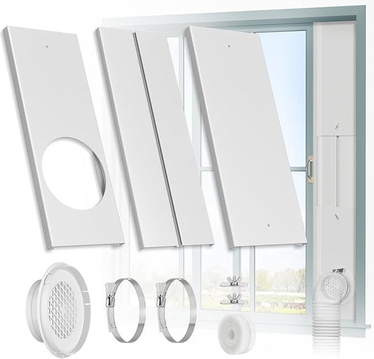 HOXHA Window Duct Kit Dryer Window Vent Kit for 4” Ducting Dryer Vent Hose, Sliding Window Vent Kit Fit with Dryer, Inline Duct Fans, Grow Tents