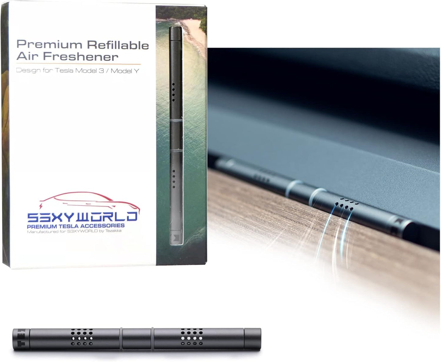 Tesla Model 3/Y Air Freshener-Orchard Scent-Invisible Slim Design-Long Lasting-Aromatherapy Scent-Auto Odor Eliminator - (Orchard Fresh Set)