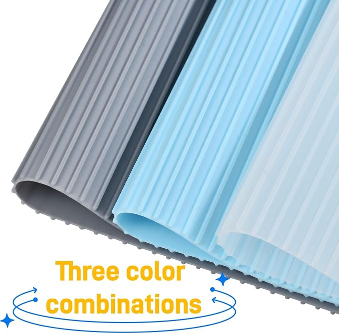 Refrigerator Mats 3PCS Silicone Shelf Liners Refrigerator Mats Heat Resistant Cup Pad Multifunctional Pads Drawer Table Placemats Gray/Blue/Clear