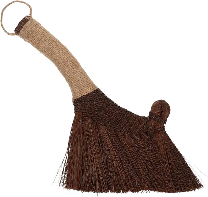 ABOOFAN Small Handheld Desktop Broom Soft Natural Straw Bristles Cleaning Brush for Dust Removal Table Brush for Desks Keyboards Bookshelves Home Office Kitchen