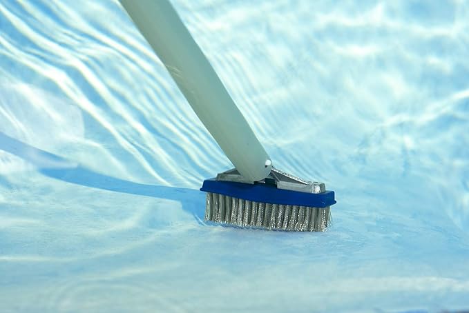 Poolmaster 5-Inch Stainless Steel Pool Algae Detail Brush, Heavy-Duty Aluminum Back, for Gunite Concrete Pools and Spas, Small Narrow Head for Corners, Steps and Tight Areas