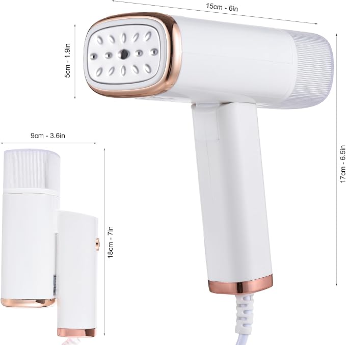 Steamer for Clothes 1000W Powerful Foldable Handheld Garment Steamer for Clothes and Fabrics 120ml Large acity Water Tank 20s Fast Heating Strong Penetrating Portable Wrinkles Remover Steam Iron