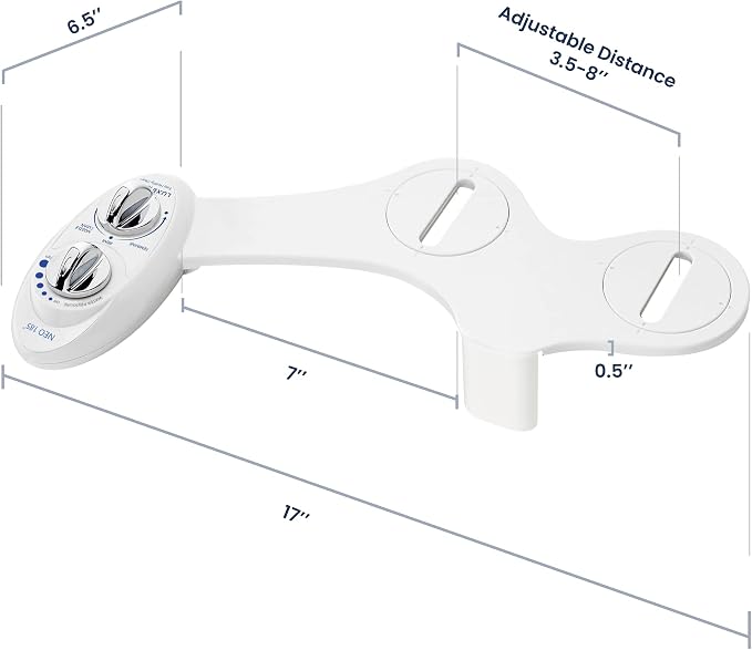 LUXE Bidet NEO 185 - Dual Nozzle, Self-Cleaning, Non-Electric Bidet Attachment for Toilet Seat, Adjustable Water Pressure, Rear & Feminine Wash (White)