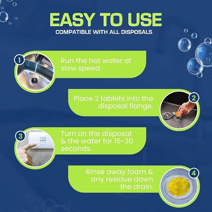 True Fresh Garbage Disposal Cleaner Tablets, Large 15g Drop-In Fresh Ocean Tablets, Deep Foaming Sink & Drain Cleaner for Buildup, Grease & Residue, Disposal Cleaner and Deodorizer, 24 Pack XL Value!