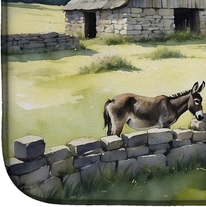 Caroline's Treasures Donkey by the Stone Wall Dish Drying Mat Absorbent Dish Drying Mat Pad for Kitchen Counter Dish Drainer Mat for Countertop, 14 x 21", Multicolor
