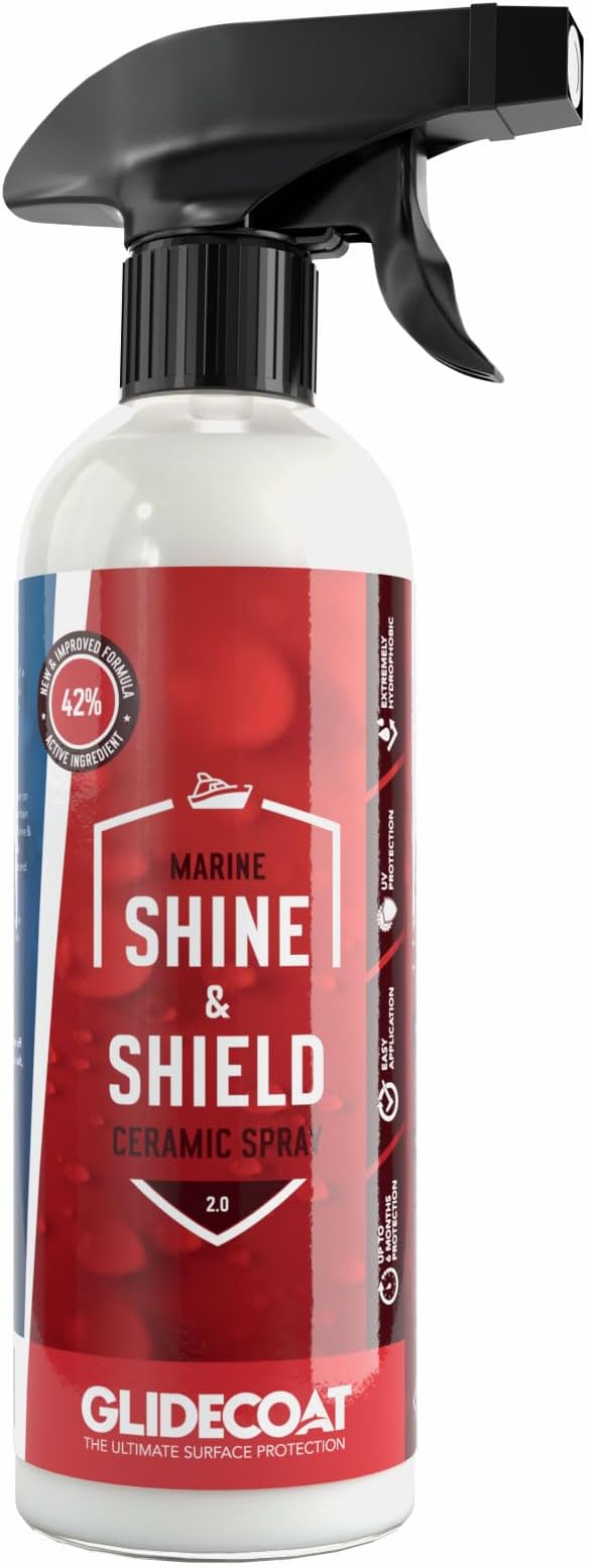 Marine Shine & Shield | 42% Ceramic Spray | Better than Boat Wax | Hydrophobic Spray with UV Protection | Marine Sealant Ceramic Spray | Sealant Boat Maintenance | 16oz