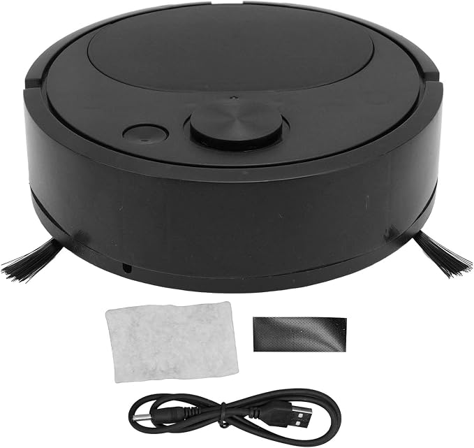 Robot Vacuum Cleaner,Multifunctional Vacuums Robotic Vacuums USB Charging Mini Smart Sweeping Robot Ideal for Hard Floors Pet Hair Carpets (Black)