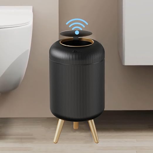 URALFA 3 Gallon White and 3 Gallon Black Motion Sensor Trash Can