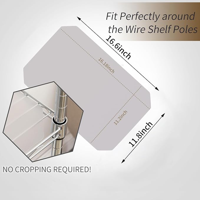 Poofzy Wire Shelf Liner 11.8 x 16.6, 5PCS Shelf Liners for Wire Shelving Plastic Non-Adhesive for Pantry, Kitchen Cabinets (Gray)
