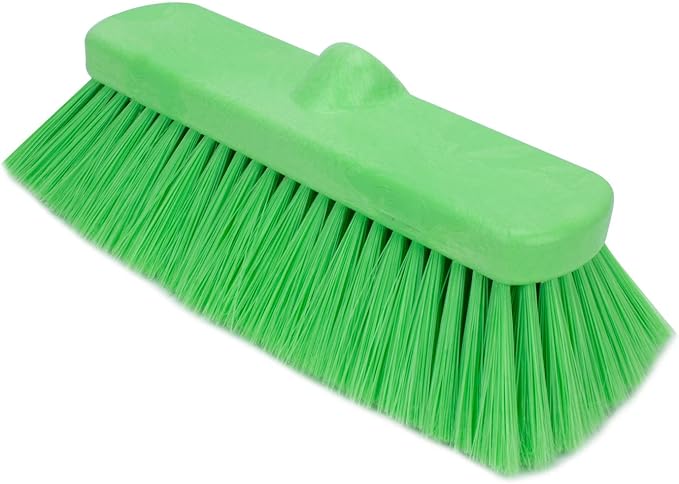 SPARTA 41278EC75 Flo-Thru Plastic Wall Scrub Brush, Equipment Brush With Soft Nylex Bristles For Industrial Kitchens, Hospitals, Commercial Cleaning, 4 Inches, Lime, (Pack of 12)