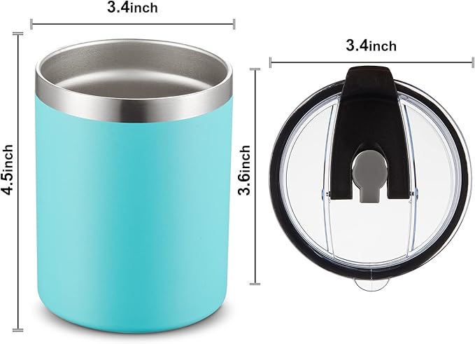 MEWAY 12oz/8Pack Insulated Stainless Steel Reusable Mug, Double Wall Durable Coffee Cup, Powder Coat, For Coffee, Beer, Home, Office (Light Green, 8 Pack)