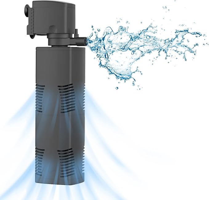 Fish Tank Filter Small Pond Filter for 100-200 Gal. Tank Crystal 420GPH Biochemical Filtration Powerful Submersible Water Pump Large Aquarium Accessories Air Supply