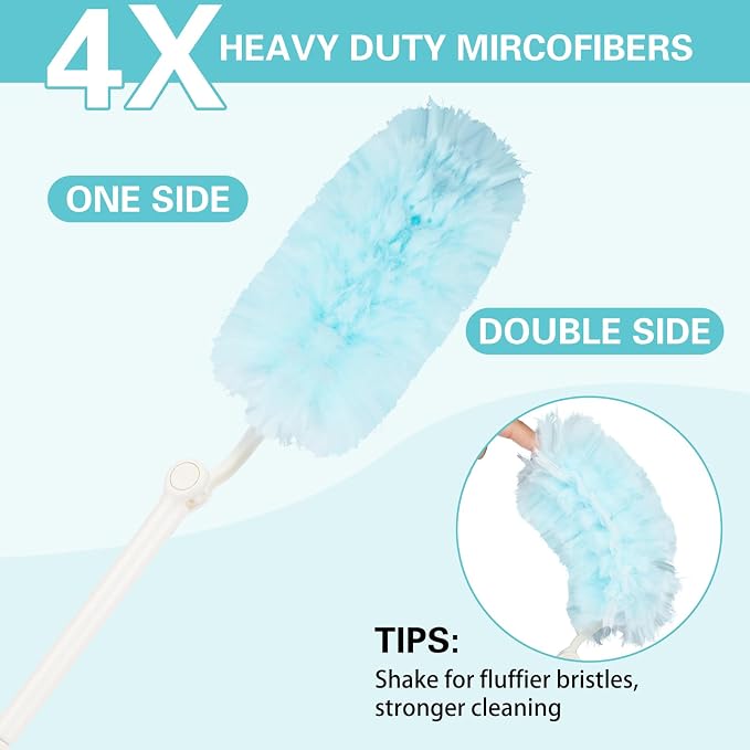 60 Count Heavy Duty Duster Refills for Swiffer, Multisurface 360° Larger Size Dusters with 4X Cleaning Power, Disposable Dusters for Pet, Cleaning Home, Blinds, Fans, Corners (60 pcs-Blue)