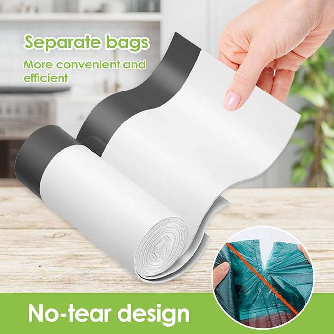 Teivio 5 Gallon 200pcs Strong Drawstring Trash Bags Garbage Bags, Small Plastic Bags for home office kitchen ，White Bathroom Trash Can Bin Liners