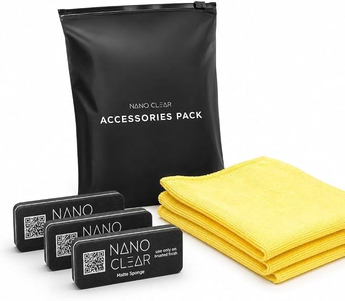 Nano Clear Accessories Pack – 3 Matte Sponges & 3 Microfiber Cloths | Watch Cleaning & Care Kit | Scratch-Free, Reusable, Lint-Free Cloth for Watches & Jewelry