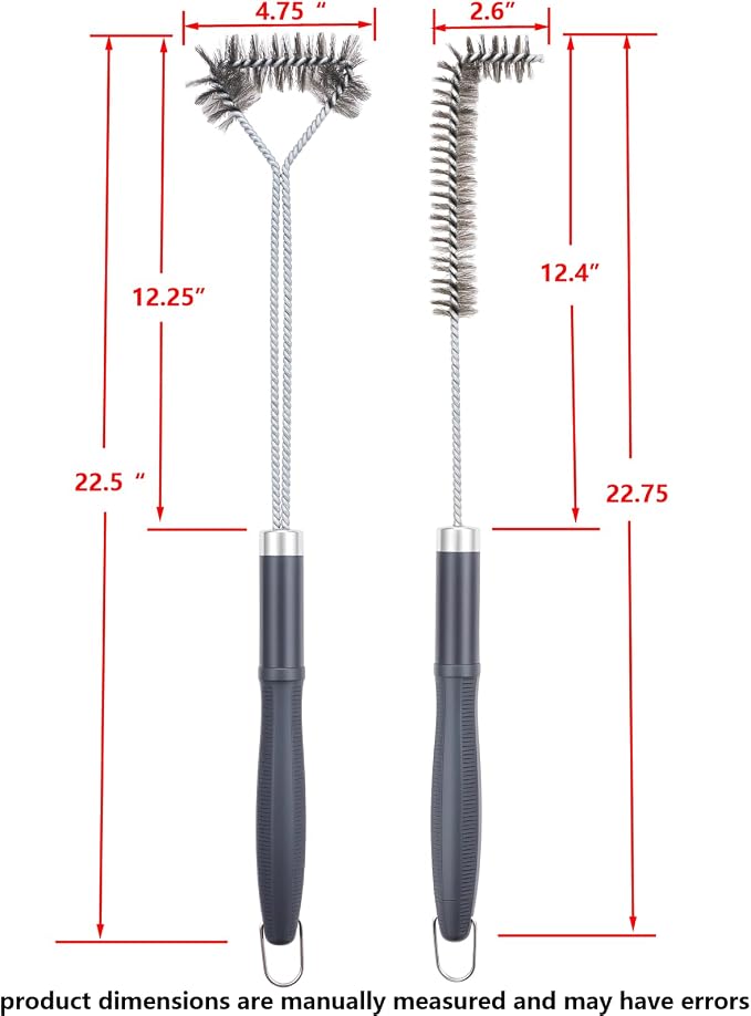 SUNRISE Fryer Brush with Long Handle (Stainless Steel with Plastic Handle, L and Single Brush)