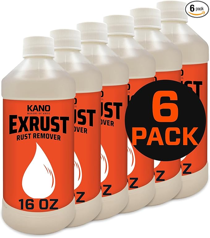 KROIL Exrust Rust Remover - Fast-Acting Chemical Rust Dissolver & Corrosion Cleaner - Heavy-Duty Penetrating Oil Formula - Safe on Steel, Iron & Automotive Parts - Bottle - 16 oz - 6 Pack (AZEX161C6)