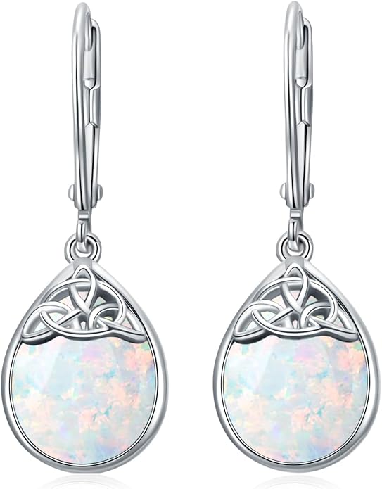 PELOVNY Celtic Knot Filigree Earrings for Women 925 Sterling Silver Moss Agate/Birthstone Infinity Earrings Birthday Christmas Jewelry Gifts for Mom Daughter Wife Sister