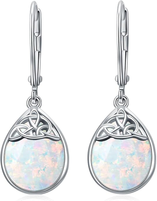 PELOVNY Celtic Knot Filigree Earrings for Women 925 Sterling Silver Moss Agate/Birthstone Infinity Earrings Birthday Christmas Jewelry Gifts for Mom Daughter Wife Sister