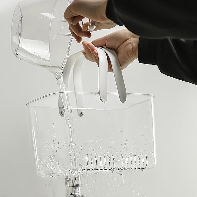 Plastic Storage Basket with Handle Portable Shower Caddy Tote Organizer Basket Bin for Bathroom, Shower Caddy Basket, Large Capacity Hollow Design Clear Shower Caddy Organizer Basket