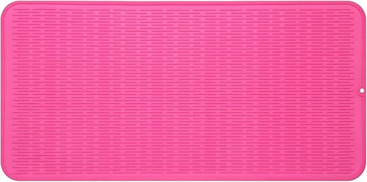 MicoYang Silicone Dish Drying Mat for Multiple Usage,Easy clean,Eco-friendly,Heat-resistant Silicone Mat for Kitchen Counter or Sink,Refrigerator or Drawer Liner Rose 5XL 36inches x 18inches