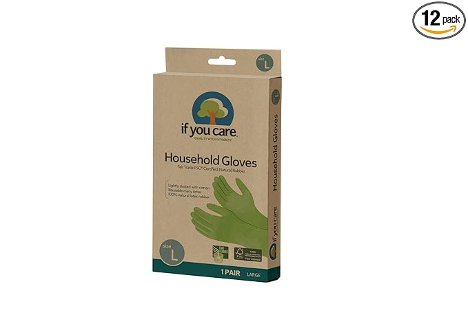 IF YOU CARE Large Cotton Flock Lined Household Gloves, 1 Pair (Pack of 6)