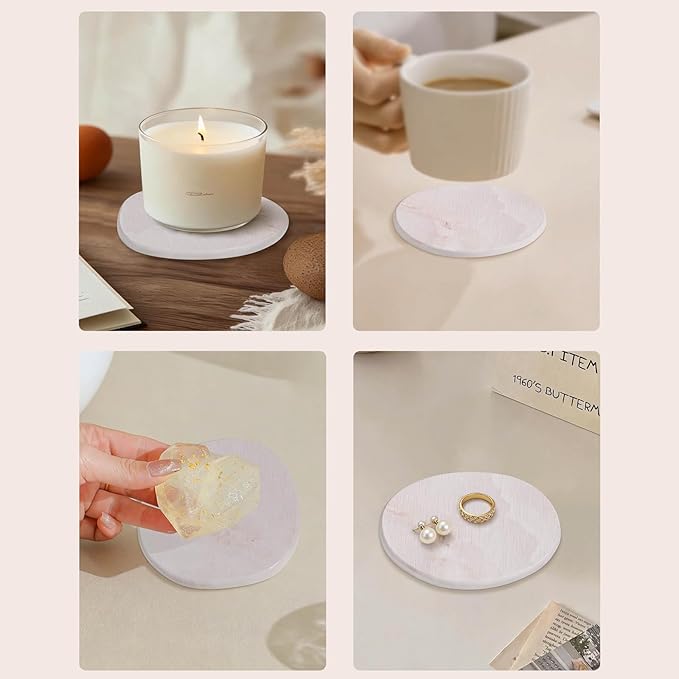 Diatomaceous Earth Coasters Set of 4, Super Absorbent Quick-Dry Heat-Resistant Drink and Coffee Coasters, Modern Stone Irregular Design for Kitchen Counter and Coffee Table, Pink