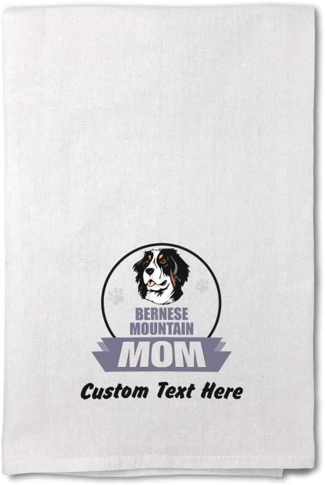 Style In Print Custom Decor Flour Kitchen Towels Mom Bernese Mountain Dog Pets Dogs Cleaning Supplies Dish Towels Personalized Text Here