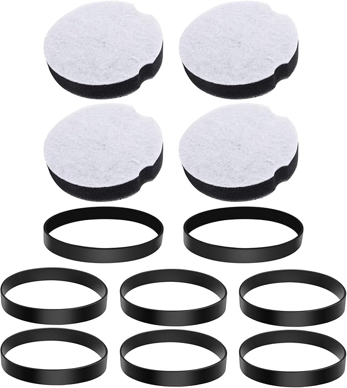 KEEPOW Vacuum Filter for Bissell Powerforce Compact Lightweight Upright Vacuum, Belt for Bissell Powerforce Compact, Fit Model 3508, 2112, 1520, 23T7 Series, Part 1604895/1604896, (4 + 8 Pack)