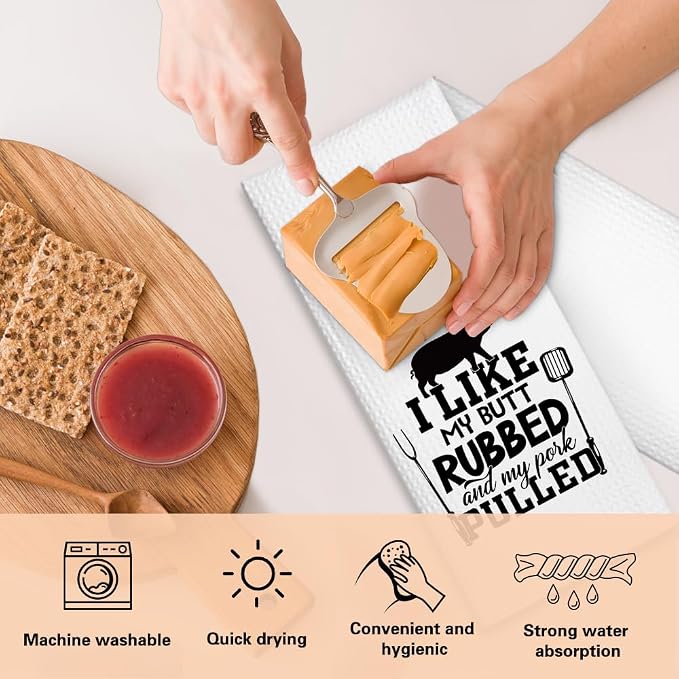 The Grillfather Kitchen Towels 2 Pack, BBQ Grilling Kitchen Towels Set for Men Women, Funny Birthday Home Warming Gifts for Men Husband Dad Boyfriend Friend, for Dad