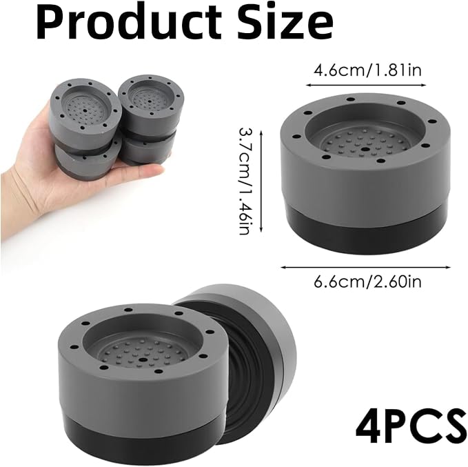 4Pcs Fridge Base Raisers, Universal Anti Vibration Washing Machine Feet Pads, Noise Reduction Non-slip Floor Protection Refrigerator Mat Feet Pad for Mini Fridge, Washing Machine, Dryer, Dishwasher