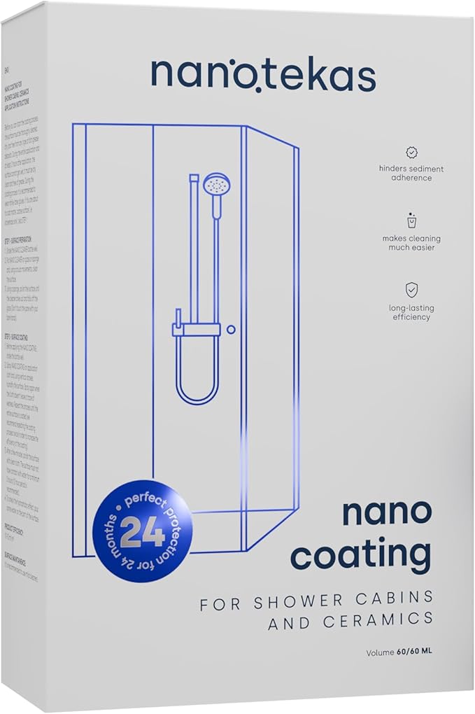 Nano Glass Coating 2-in-1 Kit - Shower Glass and Ceramic protector. Water Repellent spray for glass and Glass Guard for shower doors - Shield against soap residue and hard water stains