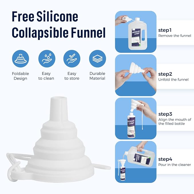 loukin Non-Toxic Whiteboard Cleaner, 1 Gallon (128 fl oz) Dry Erase Board Cleaner Ready-to-Use Refill, Connected Collapsible Silicone Funnel for Canned Liquid, Removes Whiteboard Stains