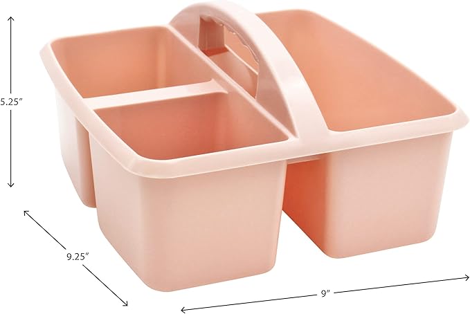 Teacher Created Resources Blush Portable Plastic Storage Caddy 6-Pack for Classrooms, Kids Room, and Office Organization, 3 Compartments