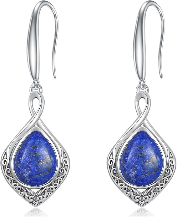 PELOVNY Celtic Knot Filigree Earrings for Women 925 Sterling Silver Moss Agate/Birthstone Infinity Earrings Birthday Christmas Jewelry Gifts for Mom Daughter Wife Sister