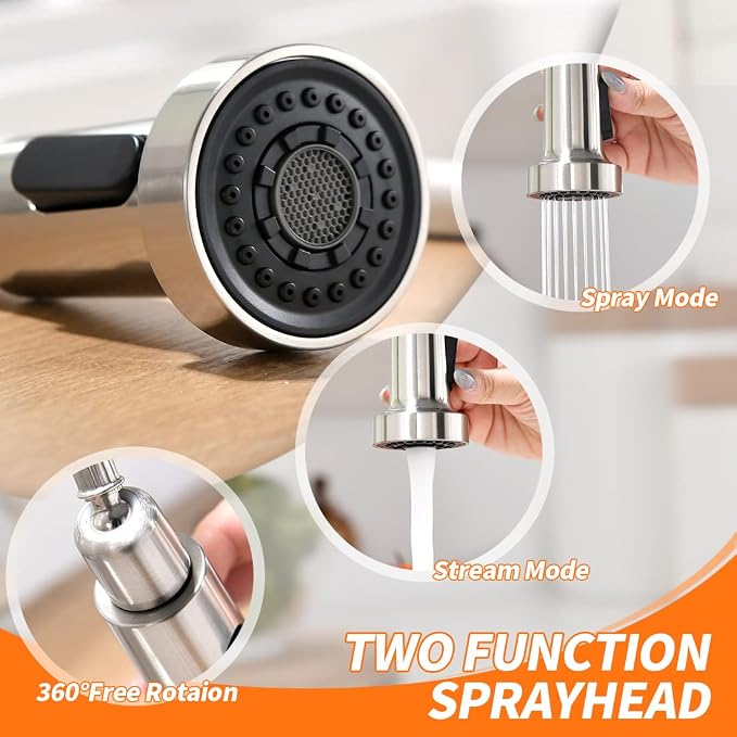 Touchless Kitchen Faucet with Pull Down Sprayer LED Light Single Handle Kitchen Sink Faucet Motion Sensor Smart Hands-Free, Stainless Steel Brushed Nickel 1080SN