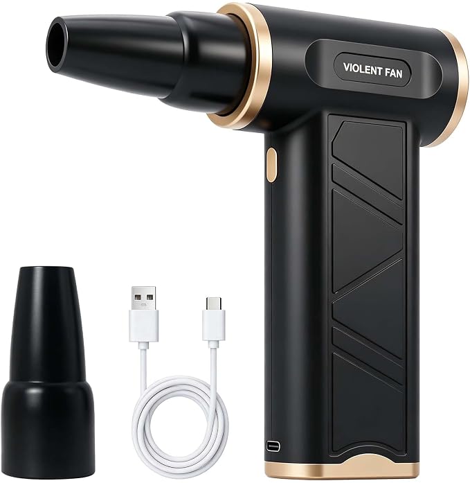 Compressed Air Duster-Super Power Cordless Air Duster, 3-Gear Adjustable Mini Blower with Rechargeable Battery, Dust Blower for Computer, Keyboard, House, Outdoor and Car