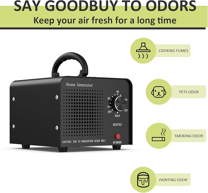 Medvoe 0zone Generator 30000mg - O3 Air Purifier for Home & Car, Ozone Machine Odor Removal for Smoke & Pet (Black)